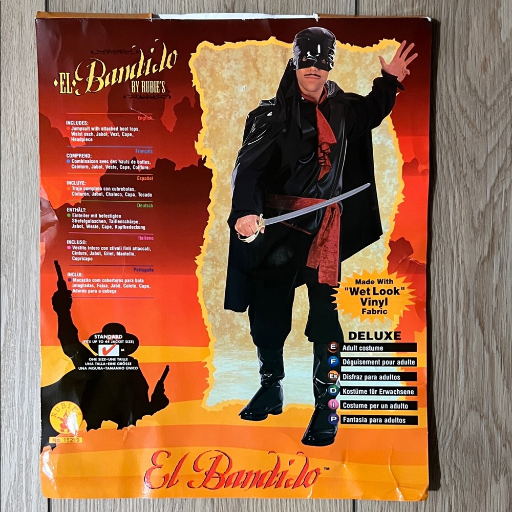 EUC - Rubie's El Bandido Deluxe Adult Costume - Black and Red